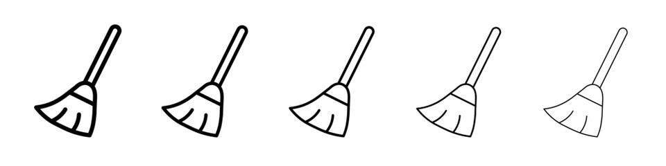 broom icon vector outline symbol or illustration