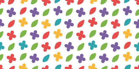 Vibrant Botanical Pattern: A lively, colorful pattern of stylized flowers and leaves in a rhythmic arrangement, presenting a cheerful and fresh aesthetic.