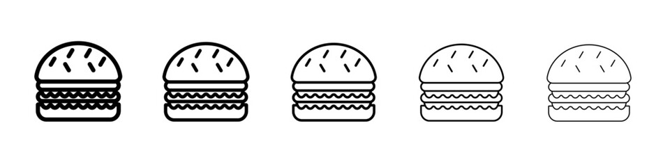Burger icon vector outline symbol or illustration