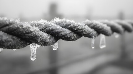 Capture Winter Ice Formations on Cable Car Wires and Frame Against Crisp Mountain Backdrops Dramatic