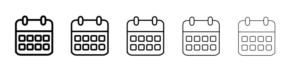 calendar icon vector outline symbol or illustration