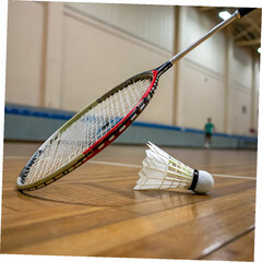 badminton concept with shuttlecock and racket
