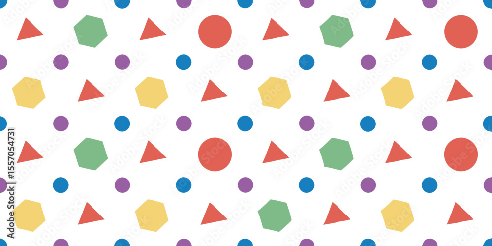Fototapete geometric harmony: a vivid and playful geometric pattern composed of diverse shapes like circles, tr