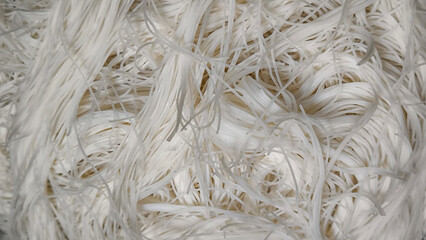 White noodles Chinese food in a restaurant