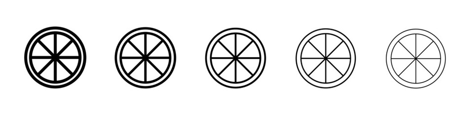 Obraz premium Citrus, lemon, lime, orange, tangerine slice icon vector outline symbol or illustration