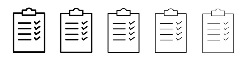 Clipboard check icon vector outline symbol or illustration
