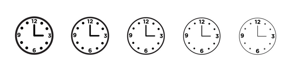 Clock icon vector outline symbol or illustration