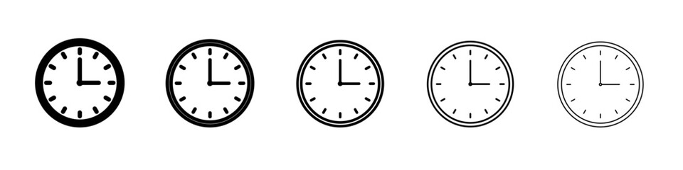 Clock icon vector outline symbol or illustration