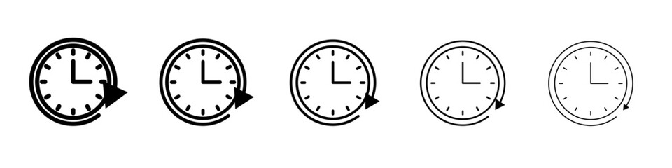Clock time icon vector outline symbol or illustration