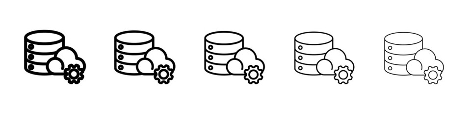 Cloud Data settings icon vector outline symbol or illustration