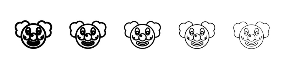 Clown head icon vector outline symbol or illustration