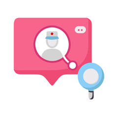 Doctor Search Icon Vector Flat Illustration: Find Medical Professional Online