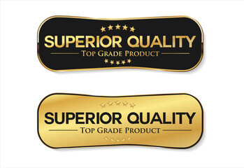 A luxurious and modern Premium Quality badge design featuring a stylish gold and black color palette on a clean white background
