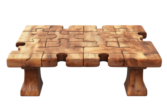 Wooden Puzzle Table Concept Art Creativity Craftsmanship Imagination Unique Design Woodworking on transparent background