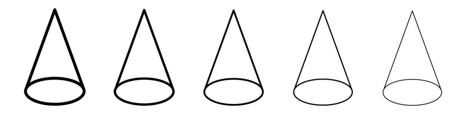 Cone shape 3D icon vector outline symbol or illustration
