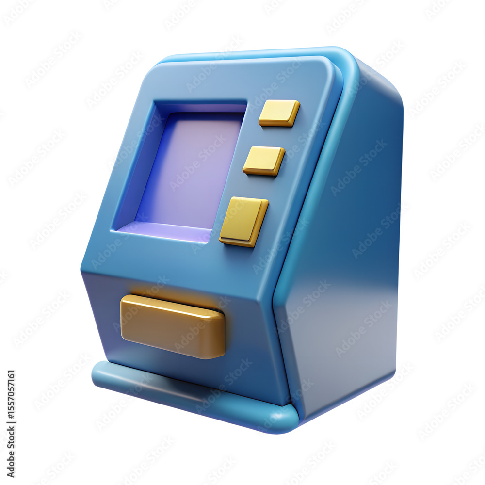 Fototapete atm machine 3d rendering isolated on white background