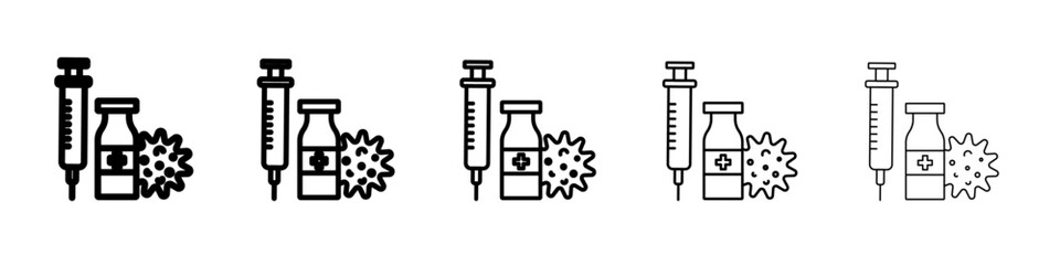 Covid 19 vaccine icon vector outline symbol or illustration