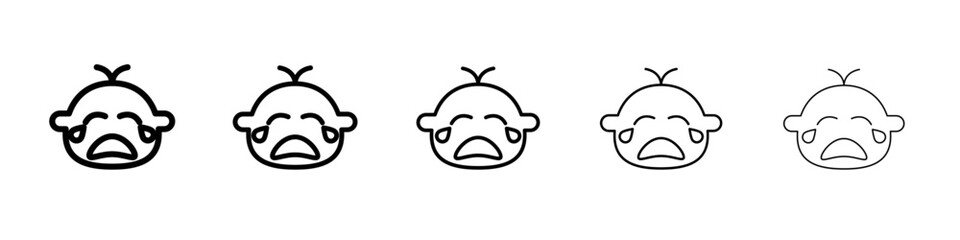 Crying icon vector outline symbol or illustration