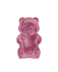 Pink gummy bear illustration in doodle art style. Fun and playful candy design perfect for kids’...
