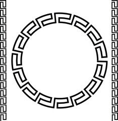 Greek style geometric seamless frames icon set isolated on transparent background. Decoration elements patterns. Vector collection frame design in grecian ancient style and meandros greek ornaments.