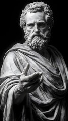 Engaging representation of old Aristotle sculpted in three-quarter view with intricate details highlighting wisdom and philosophy