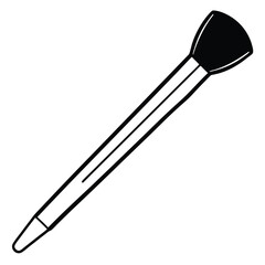 Simple black and white illustration of a makeup brush on a white background