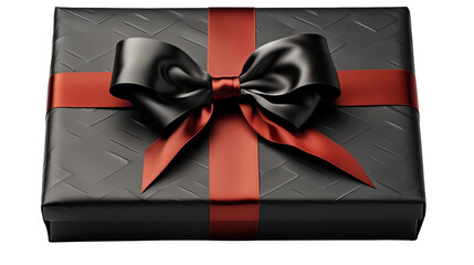 Elegant black gift box with red ribbon, perfect for celebrations, holidays, or showing appreciation to someone special transparent.