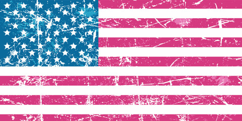 American vintage watercolor flag. Vector hand drawn illustration for 4th of July greeting card, print, banner, poster. USA Independence Day patriotic holiday design element