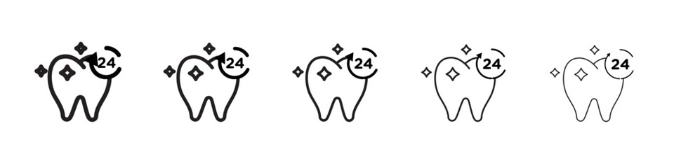 Dental Protection for 24 Hours icon vector outline symbol or illustration