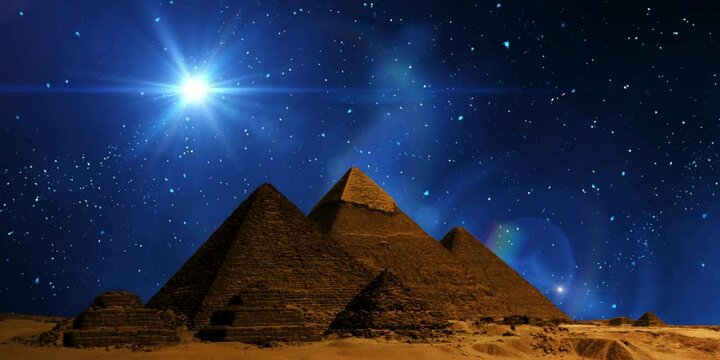 pyramids in the night space background with stars