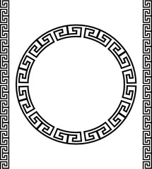 Greek style geometric seamless frames icon set isolated on transparent background. Decoration elements patterns. Vector collection frame design in grecian ancient style and meandros greek ornaments.