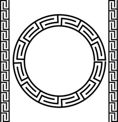 Greek style geometric seamless frames icon set isolated on transparent background. Decoration elements patterns. Vector collection frame design in grecian ancient style and meandros greek ornaments.