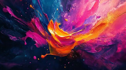 A bold watercolor background featuring vibrant splashes of color in a chaotic pattern.