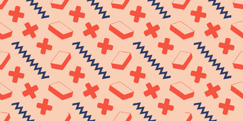 Geometric Pattern: A vibrant and dynamic geometric pattern with a repeating design of playful shapes, creating a modern and eye-catching composition.