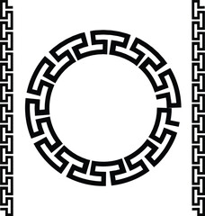 Greek style geometric seamless frames icon set isolated on transparent background. Decoration elements patterns. Vector collection frame design in grecian ancient style and meandros greek ornaments.
