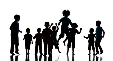 Obraz premium silhouettes of children on white background