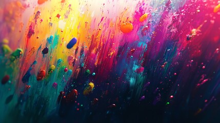 A bold watercolor background featuring vibrant splashes of color in a chaotic pattern.