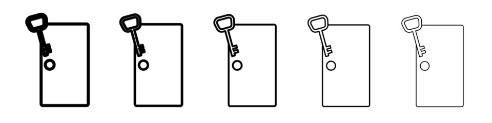 Door key icon vector outline symbol or illustration