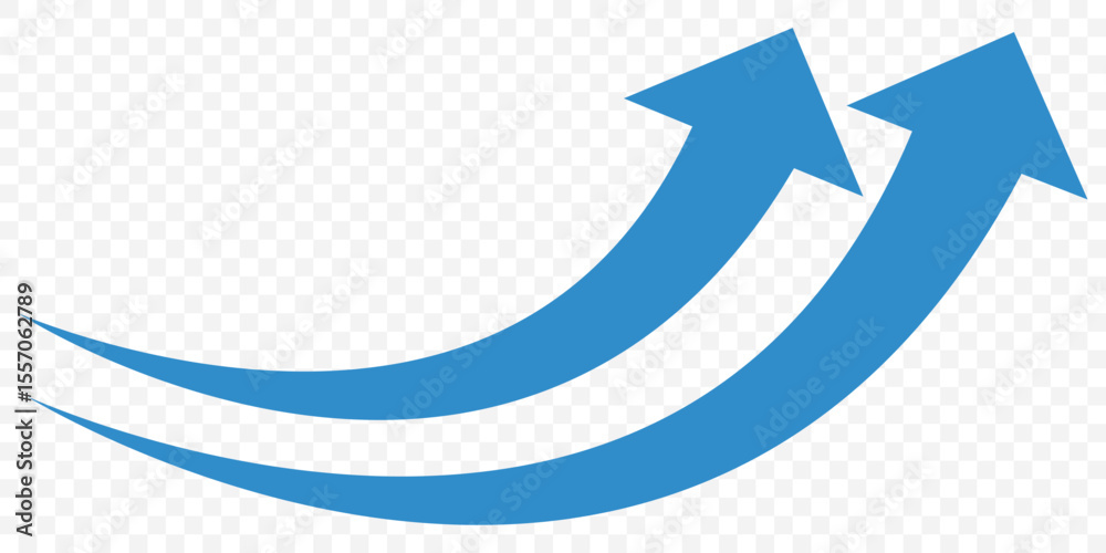 Poster set of long blue curve arrow icon vector . blue curve arrow icon set. long arrow icon set. curve arr