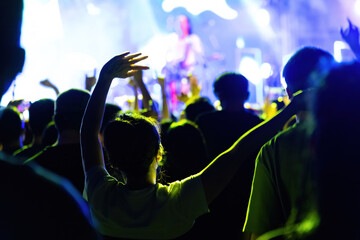 People waving hands at the concert