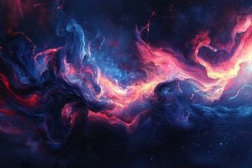 Fototapeta premium Abstract depiction of swirling colors in space.