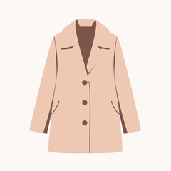 Naklejka premium Simple drawing of a women's coat in a minimalist style in pink and beige for fashion design