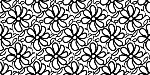 Floral Pattern: A stylish repeating floral pattern of flowers in a minimalist monochrome design. Perfect for textiles, backgrounds, or any design that benefits from a touch of elegance.