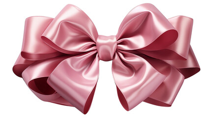Elegant pink ribbon bow rendered on a clean white background for festive gift decorations and holiday events transparent.