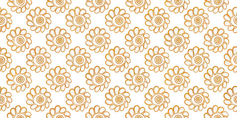 Golden Floral Pattern: Elegant and intricate golden floral pattern on white background, perfect for textile design, wallpaper, or surface design.  