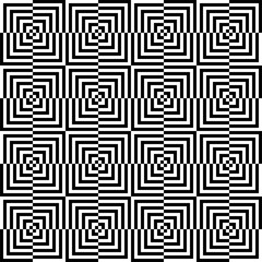 Abstract seamless black and white background, optical illusion.