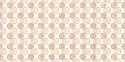 Abstract Leaf Pattern: Elegant repeating pattern of stylized leaves in warm, earthy tones, perfect for textile design, wallpaper, or any creative project.