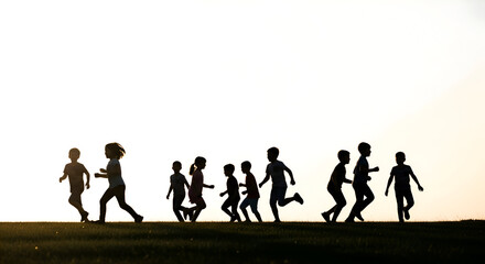 silhouettes of children on white background