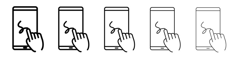 Finger confirms signature icon vector outline symbol or illustration