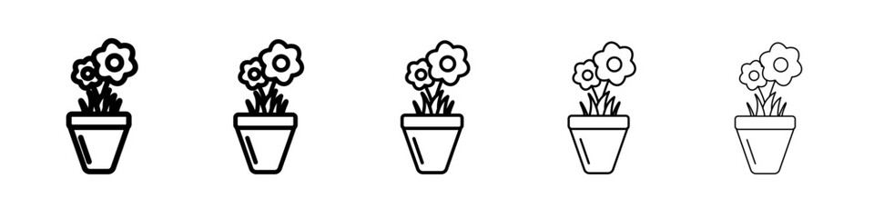 Flower in pot icon vector outline symbol or illustration